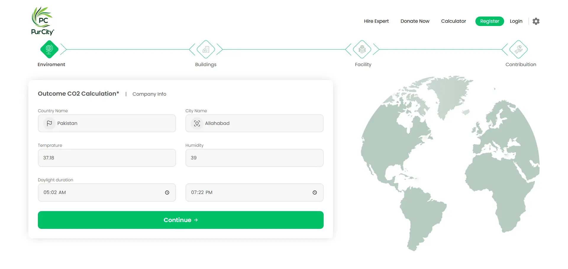 Purcity CO2 Calculator screenshot